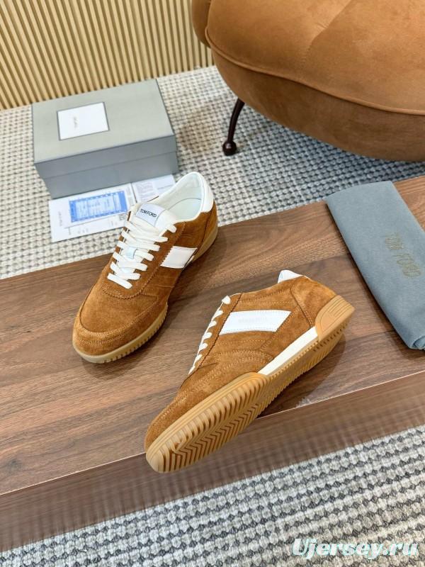 2025 Men TOM FORD Brown White Suede Leather Casual Shoes LY00360
