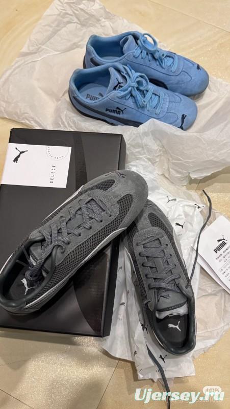 2025 Unisex Puma Cream Grey Suede Mesh Sneakers SPEEDCAT KFY00260