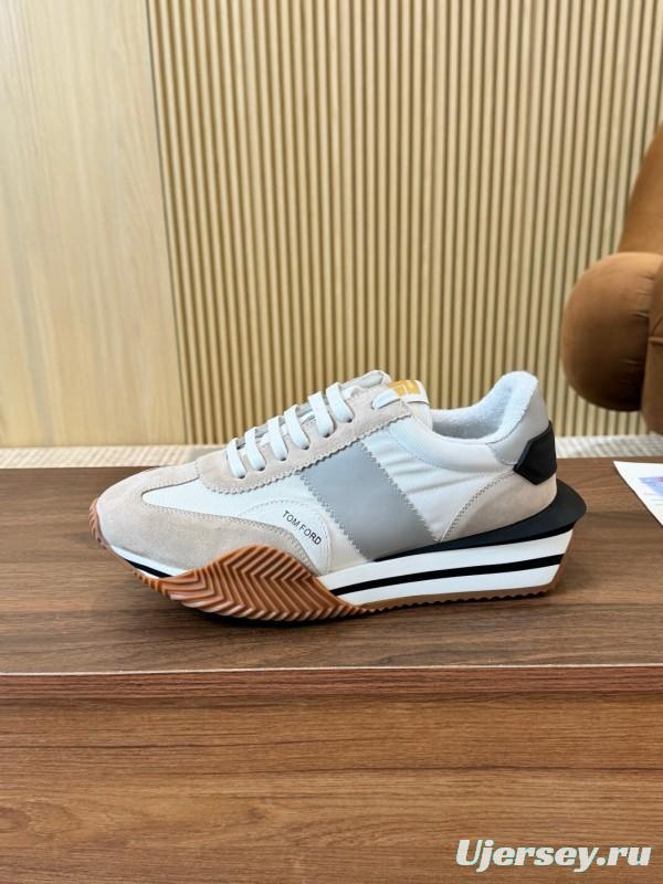 2025 Unisex TOM FORD Beige White Black Leather Suede Sneakers LY00360(F)/LY00370(M)