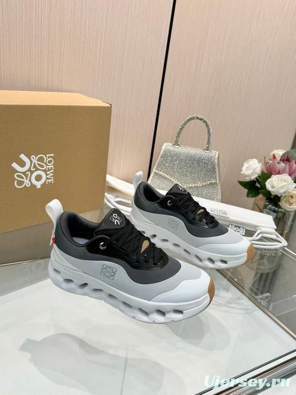2025 Unisex Loewe Black White Grey Polyester Mesh Sneakers