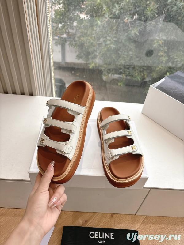 2025 CELINE White Leather Sandals