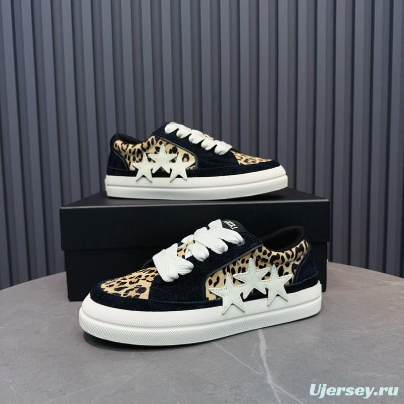 2024 Women Amiri Black Leopard Suede Leather Sneakers MJ00300