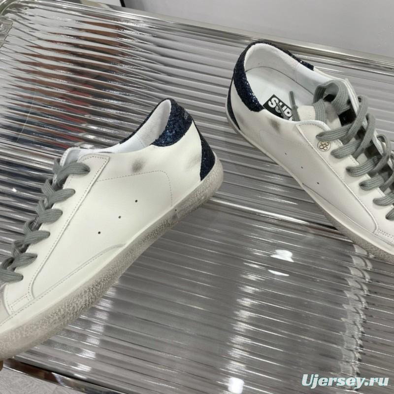 2025 Women GGDB White Grey Glitter Leather Suede Sneakers