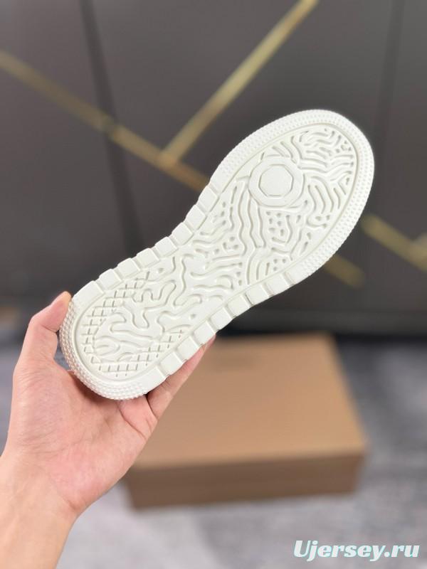 2024 Unisex Burberry White Grey Leather Casual Shoes MJ00251