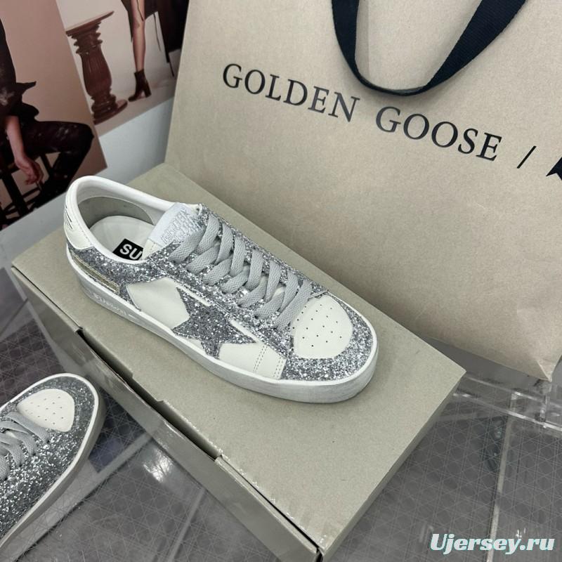 2024 Women GGDB Silver Glitter Leather Sneakers