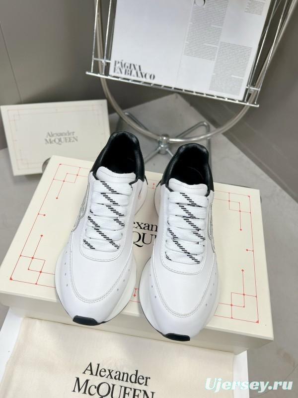 2024 Unisex Alexander McQueen White Black Grey Red Leather Sheepskin Sneakers MJ00370