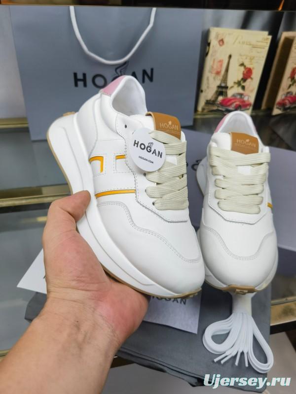 2025 Women HOGAN White Pink Leather Sneakers LY00360