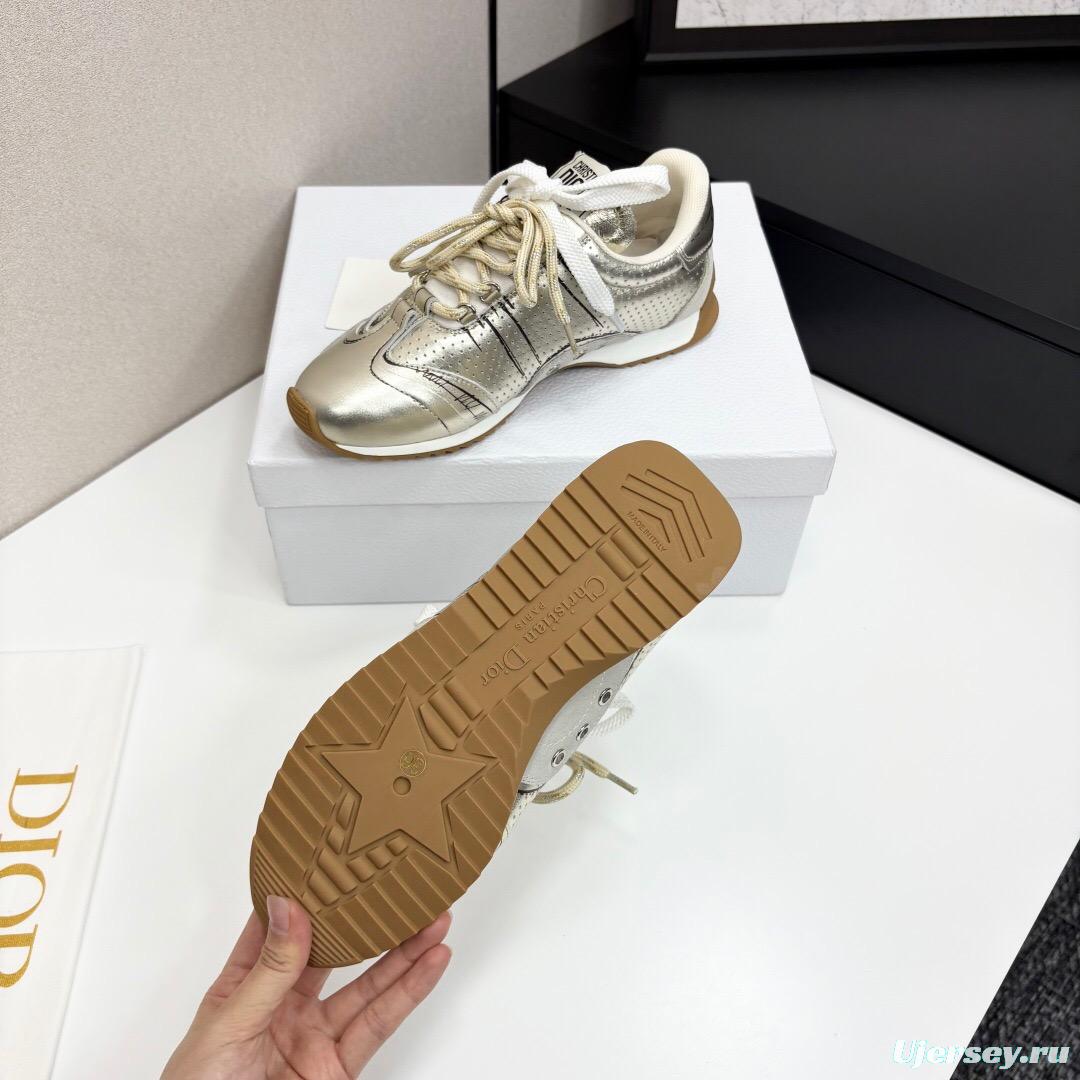 2025 Women Dior Silver Leather Running Shoes LY00300