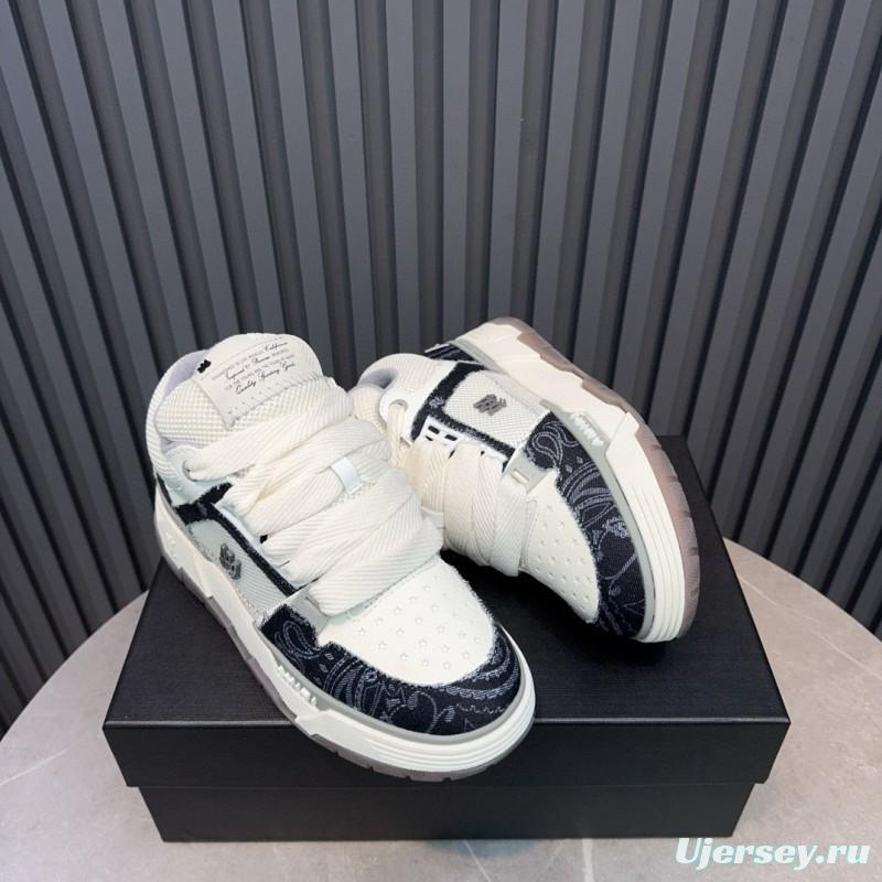 2024 Unisex Amiri White Black Leather Sneakers MJ00360