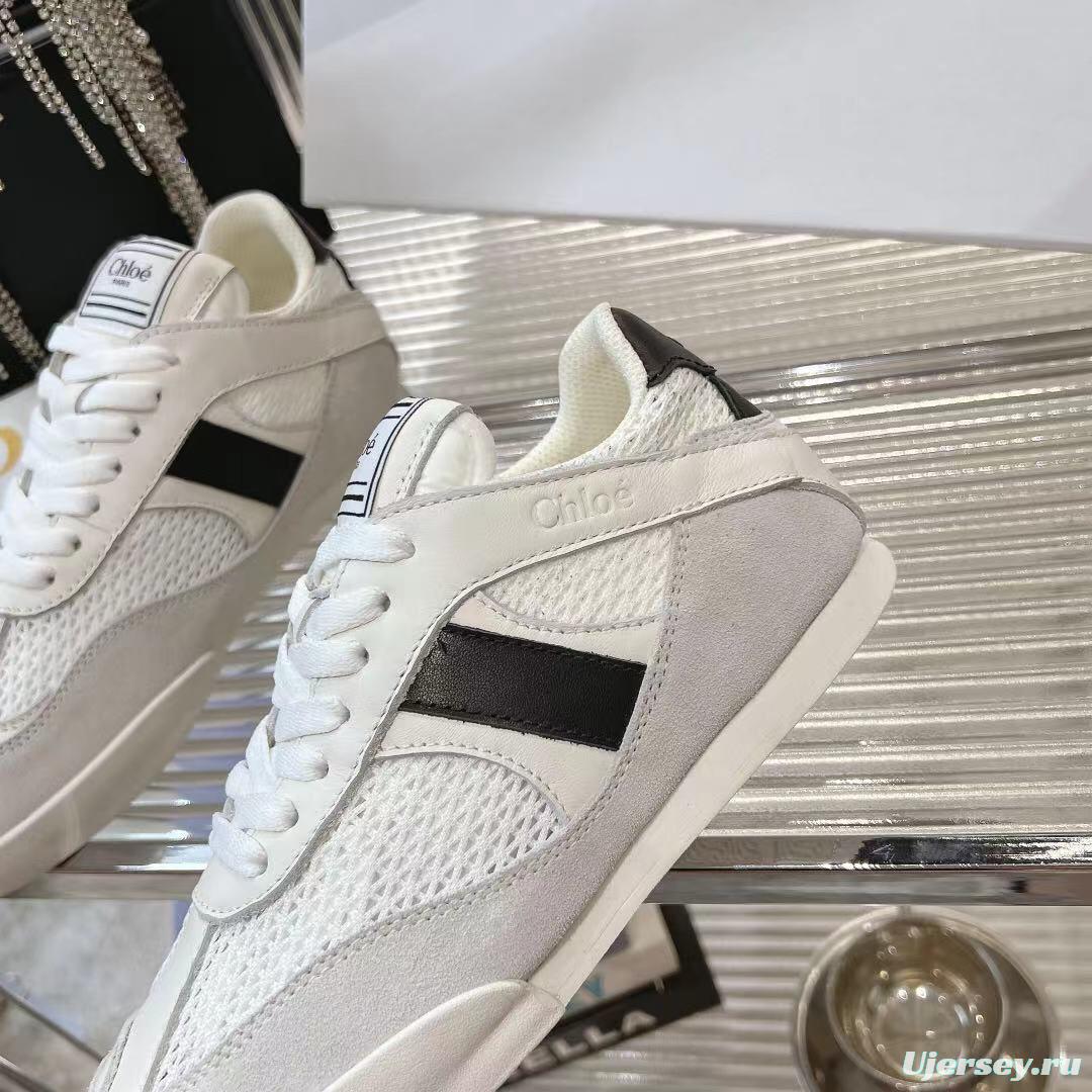 2025 Women Chloé White Mesh Leather Sneakers LY00280