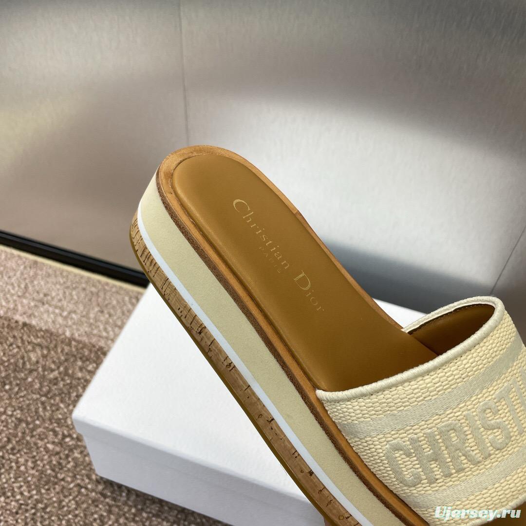 2025 Slippers Dior Beige Canvas Slippers