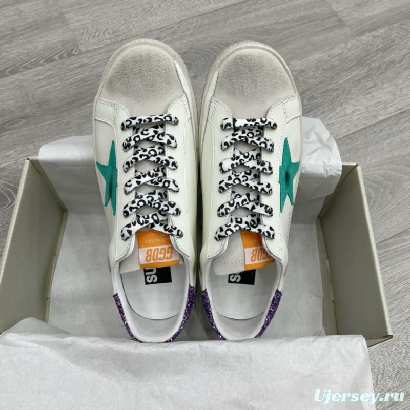 2025 Women GGDB White Green Suede Leather Sneakers
