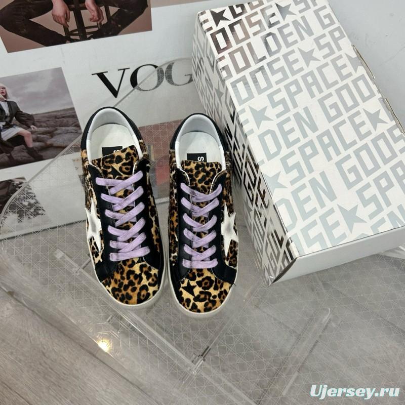 2025 Women GGDB Leopard Black White Leather Suede Sneakers