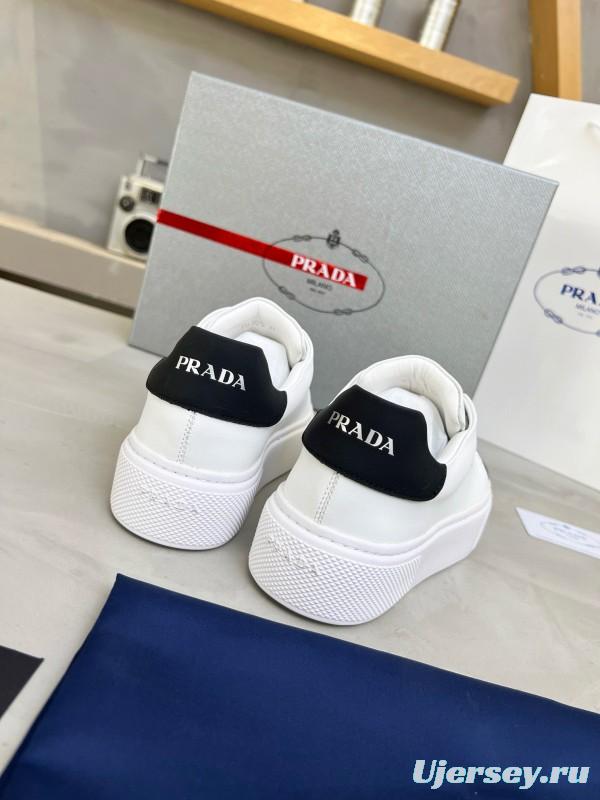 2024 Unisex Prada White Black Leather Sneakers MJ00310