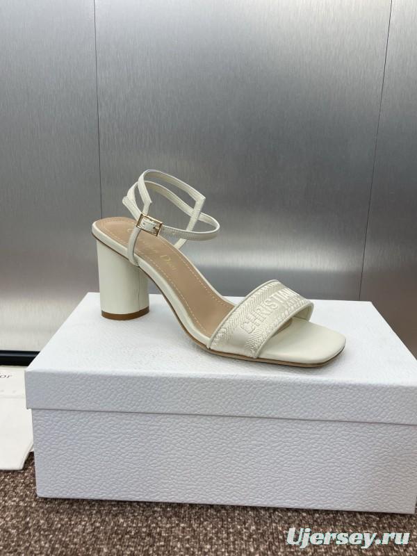 2025 Women Dior White Leather Sandals Embroidery KFY00280