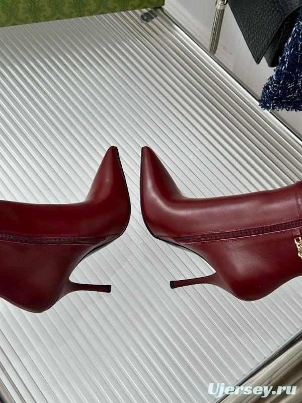 2024 Women Gucci red leather high heel knee boots