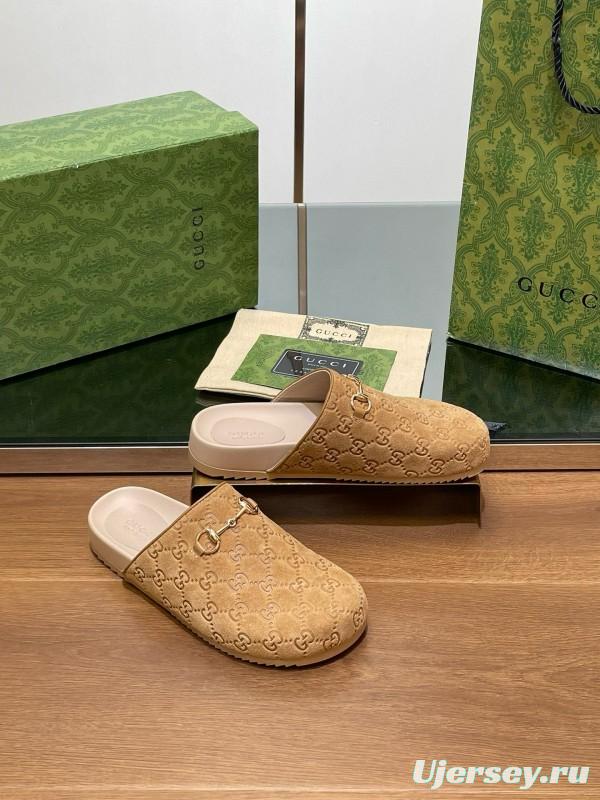 2024 Slippers Gucci Beige Suede Slippers MJ00280