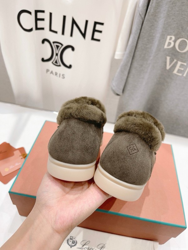 2024 Women LP Gray Suede Shearling Loafers MJ00300
