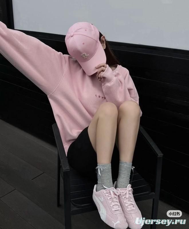 2025 Women Puma Pink White Suede Sneakers