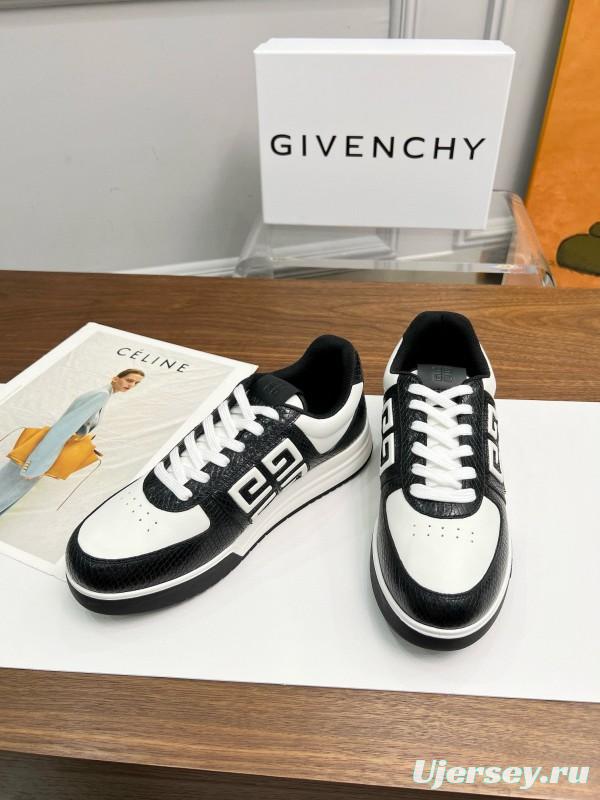 2024 Unisex Givenchy Black White Leather Sneakers