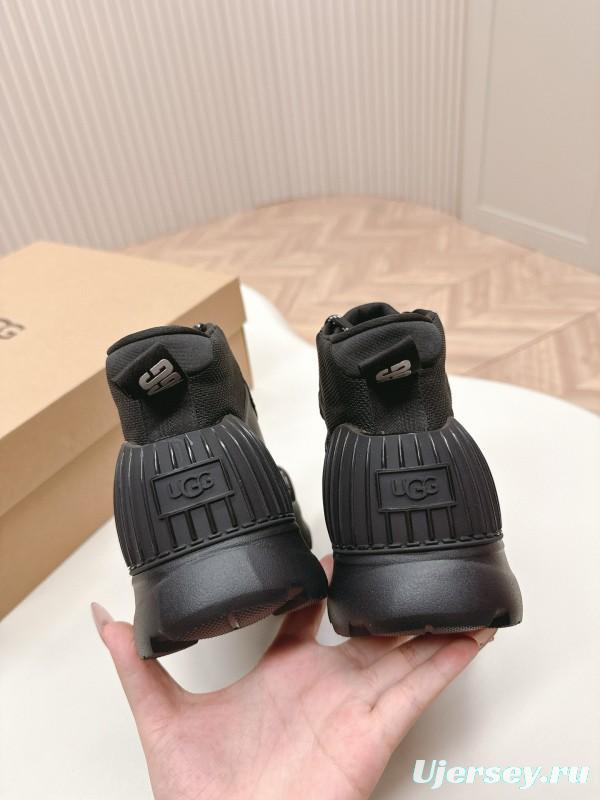 2024 Women UGG Black Suede Snow Boots High Top Lace-Up MJ00320