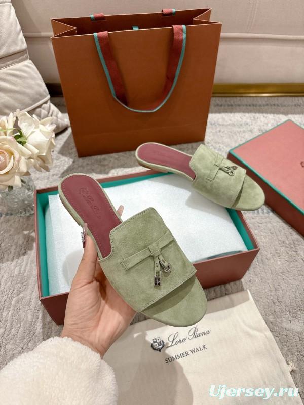 2025 Slippers LP Light Green Suede Slippers