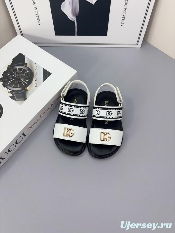 2025 Kids Dolce & Gabbana Black White Leather Sandals