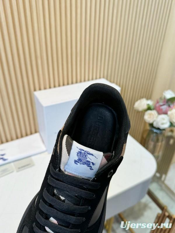2024 Men Burberry Black Leather Sneakers MJ00320