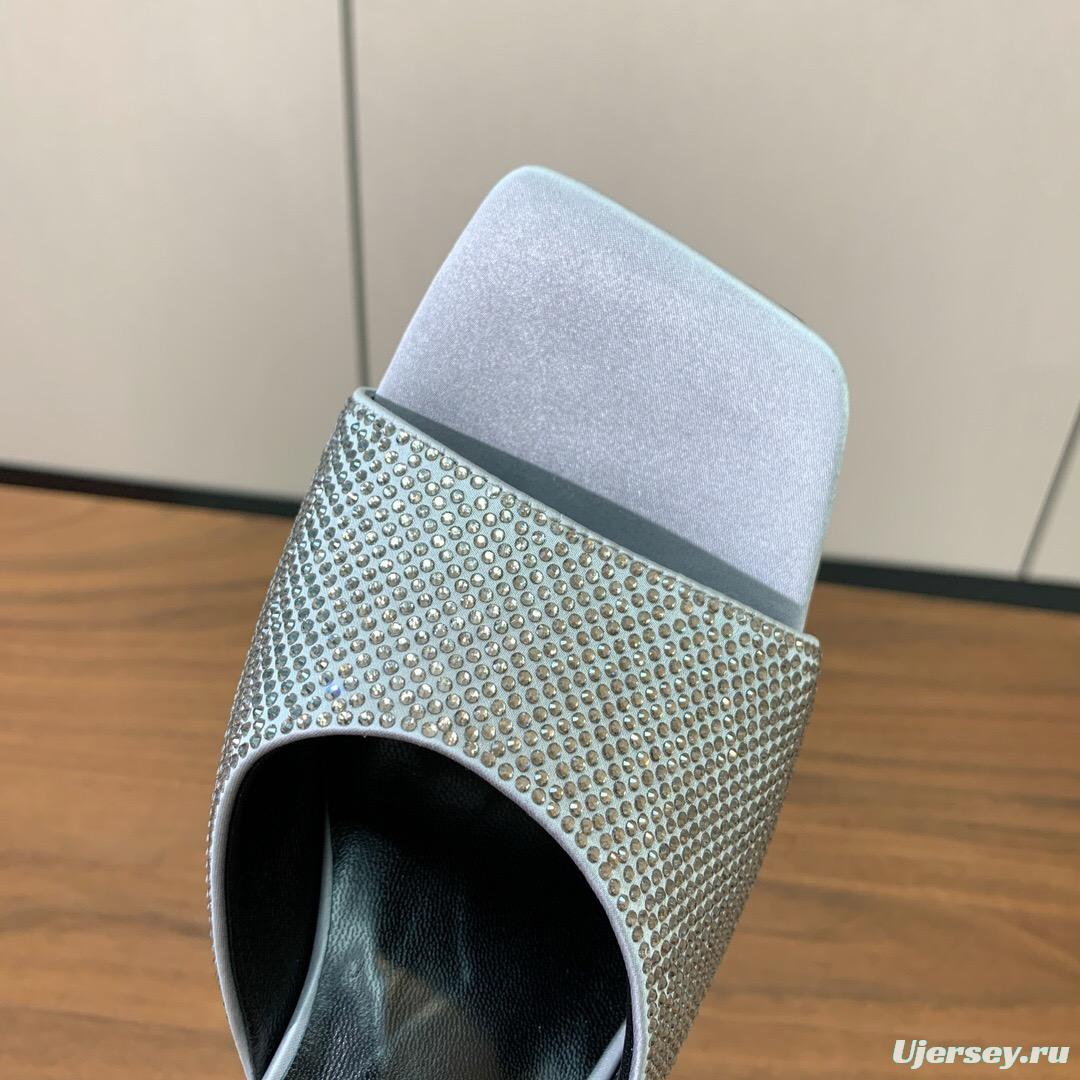 2025 Women VERSACE Silver Leather Slippers