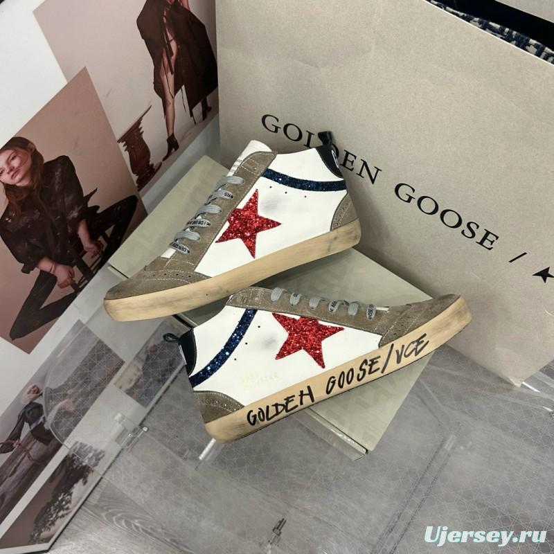 2024 Unisex GGDB White Red Glitter Suede Leather Sneakers MJ00300