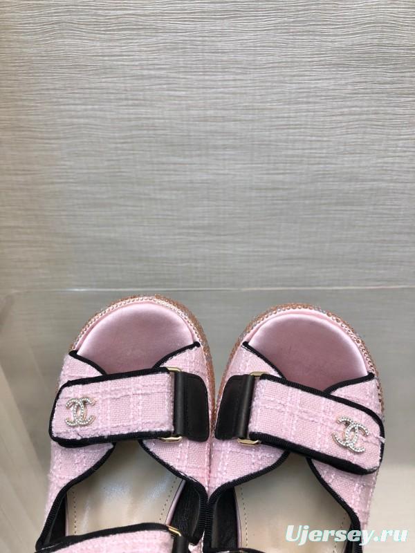 2025 Women Chanel Pink Leather Sandals LY00330
