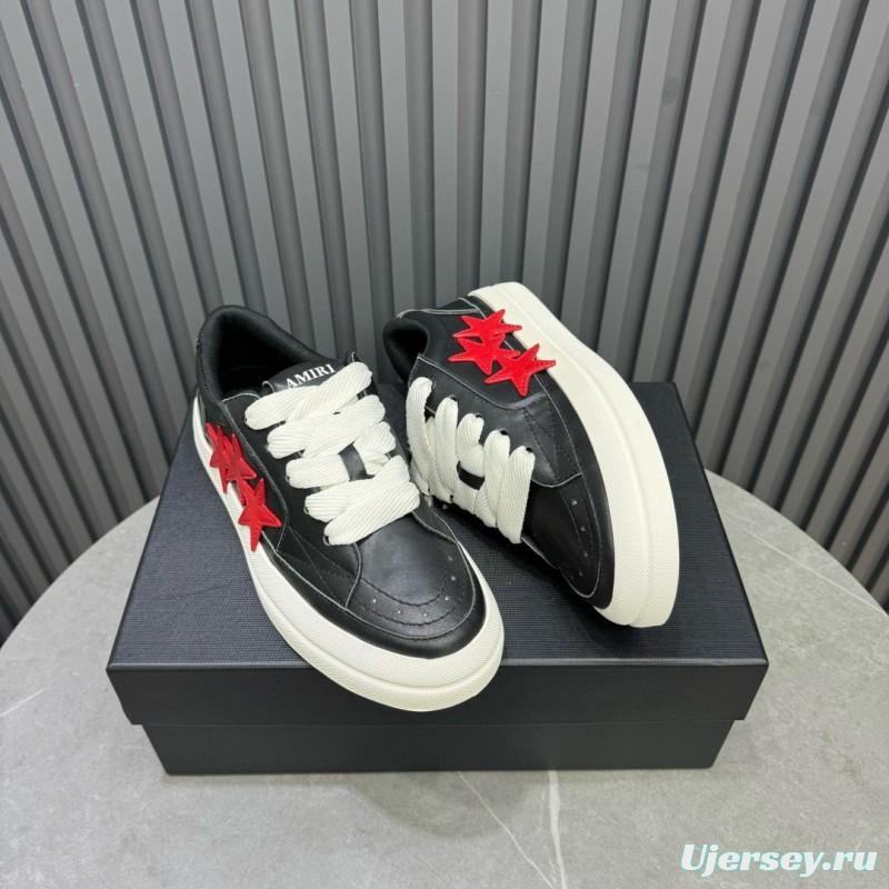 2024 Unisex Amiri Black Red Leather Sneakers MJ00300