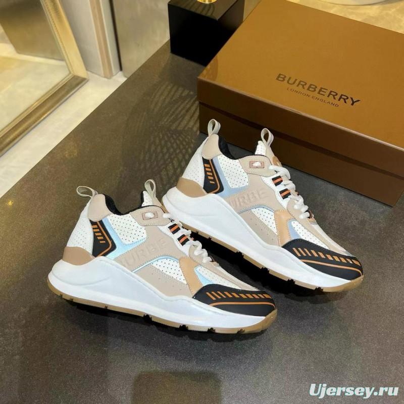 2025 Unisex Burberry Beige White Black Leather Suede Mesh Chunky Sneakers MJ00380(F/W)