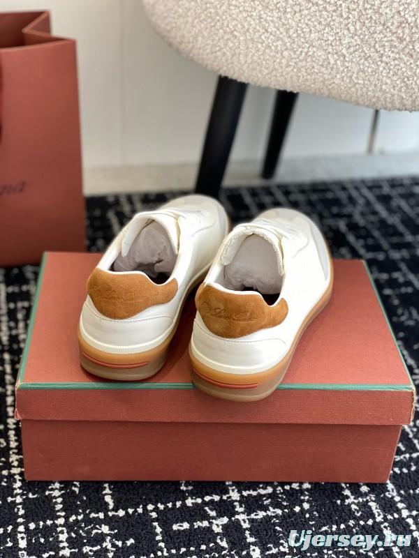 2024 Unisex Loro Piana White Beige Leather Calfskin Plimsolls MJ00320