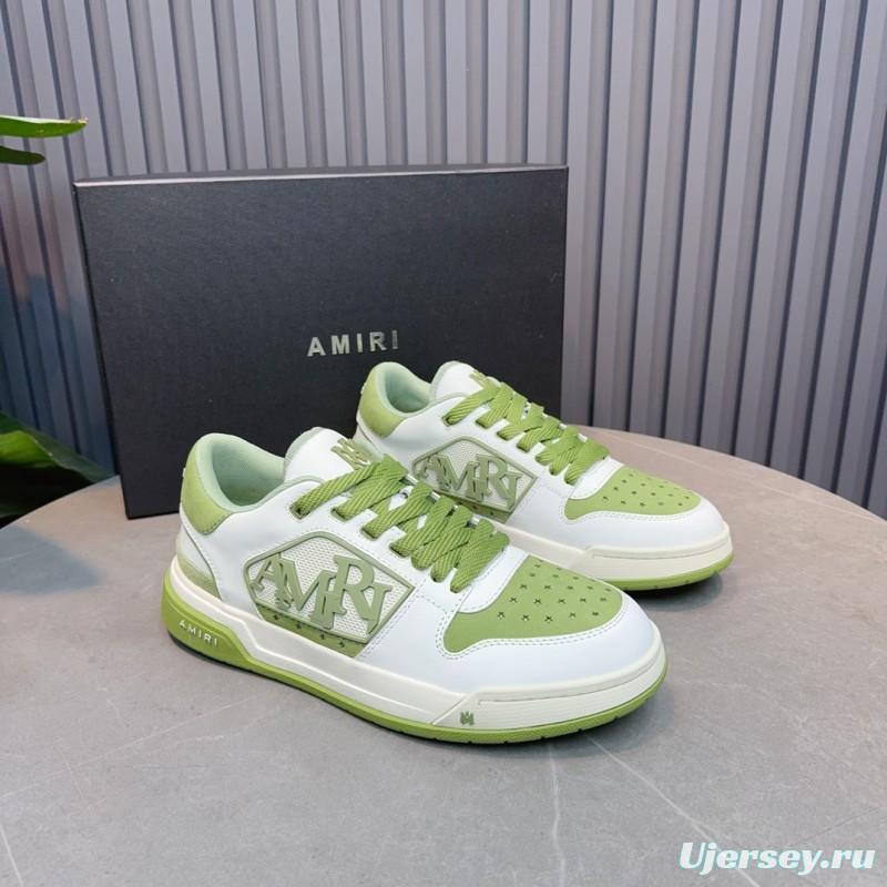 2025 Unisex Amiri Green White Leather Sneakers MJ00360