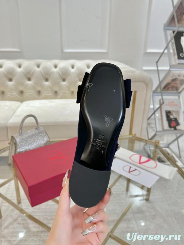 2025 Women Valentino Black Fabric Mary Jane Bow LY00300