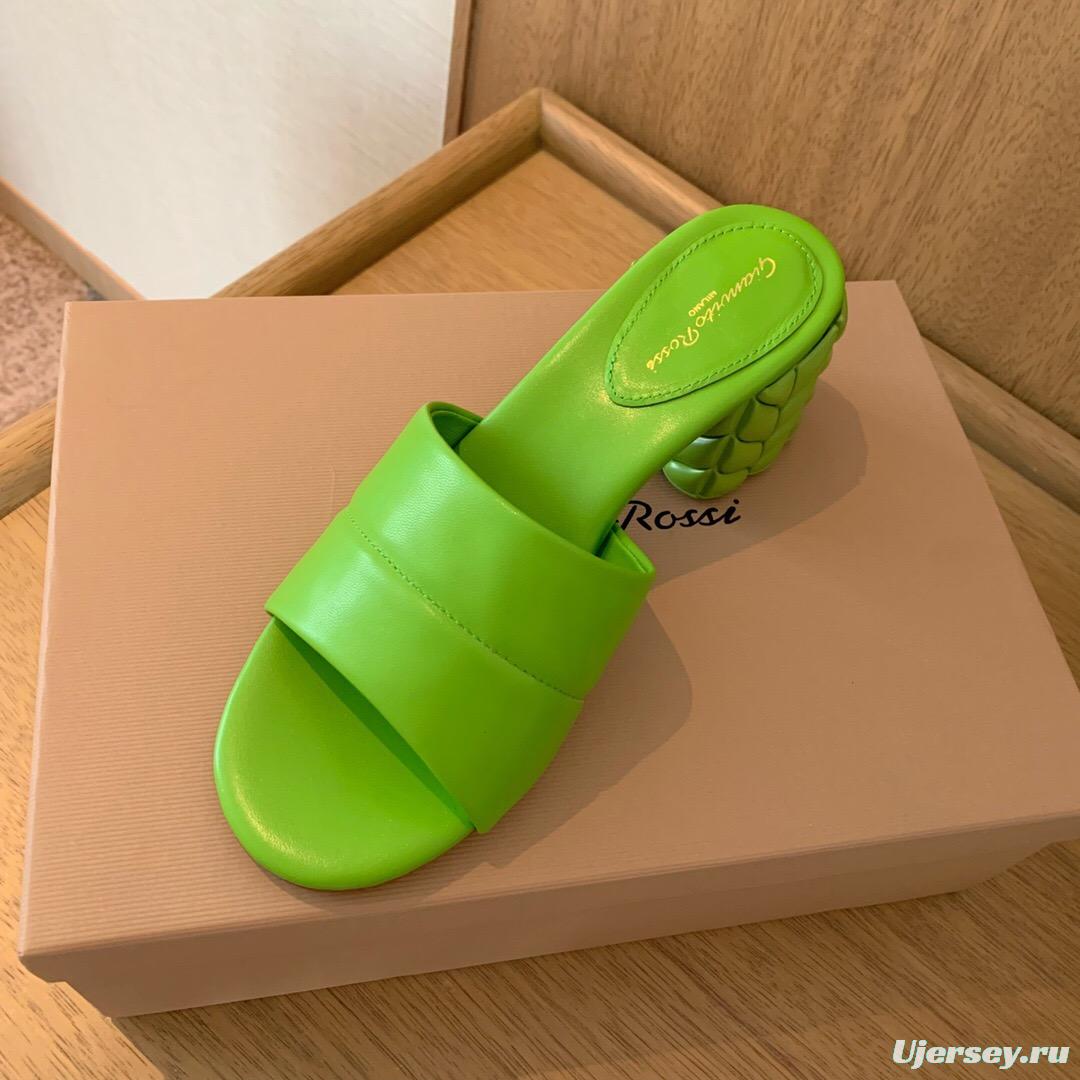 2025 Women Gianvito Rossi Green Leather Slippers KFY00260