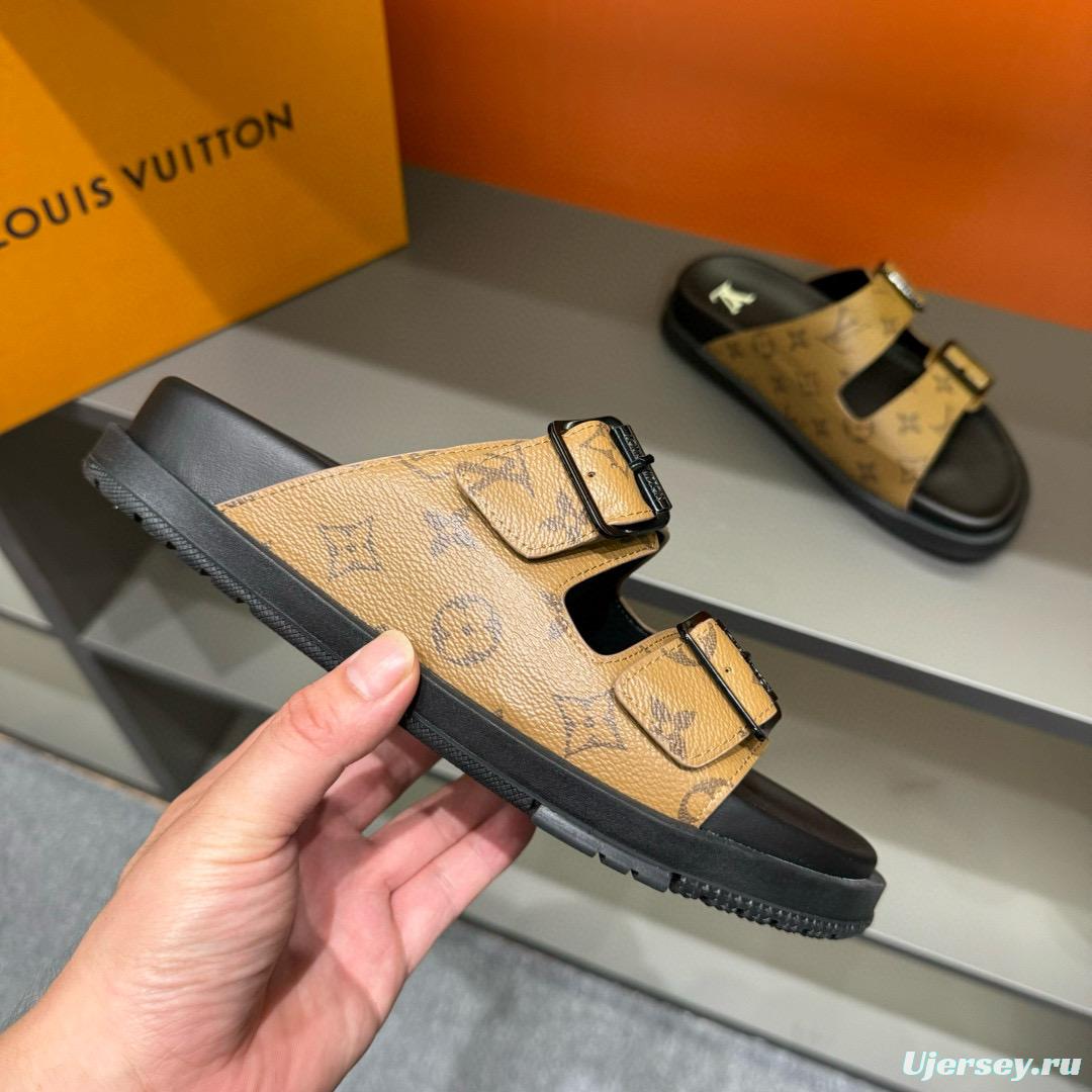 2024 Slippers Louis Vuitton brown leather Slippers