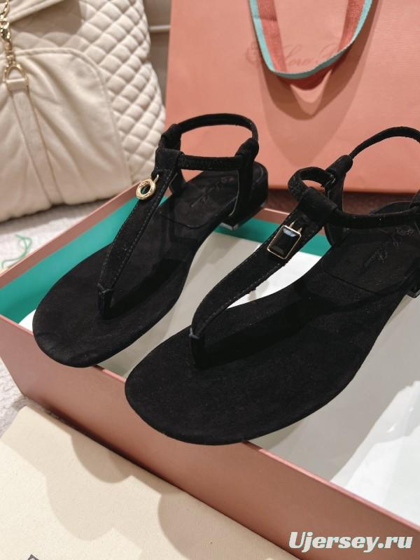 2025 Women Le Parmentier Black Suede Sandals