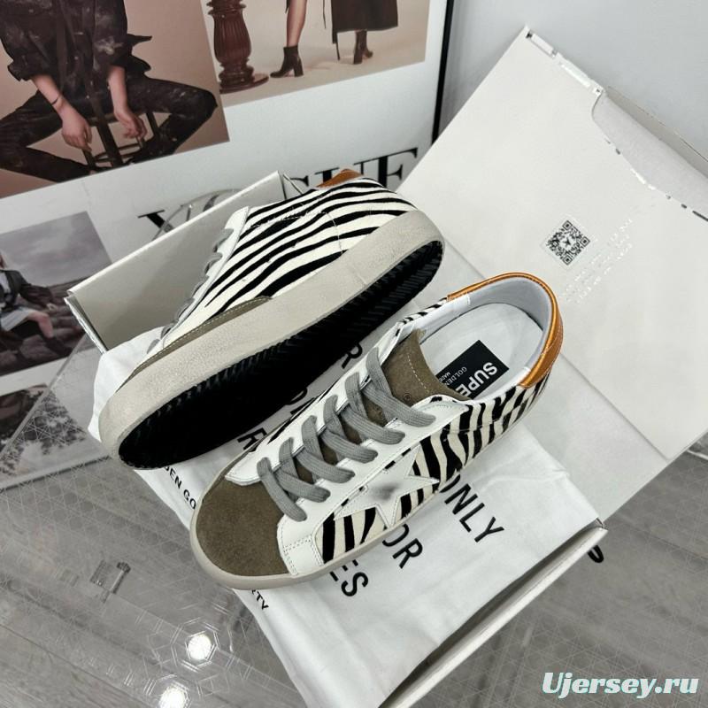 2025 Women GGDB White Black Zebra Leather Suede Sneakers