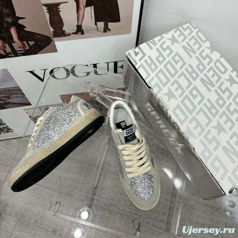 2024 Unisex GGDB Silver Grey Suede Glitter Low Top Sneakers MJ00260