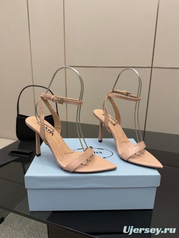 2025 Women Prada Nude Leather Sandals