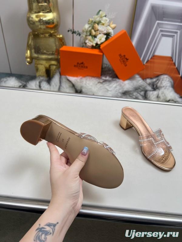 2025 Hermès Beige Leather Slippers MJ00180