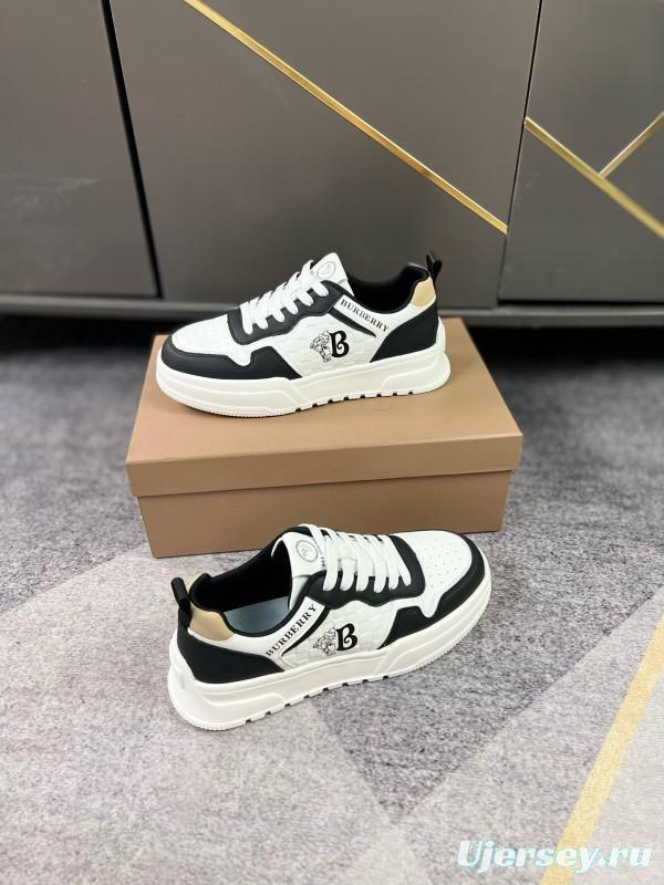 2024 Unisex Burberry Black White Leather Casual Shoes MJ00251