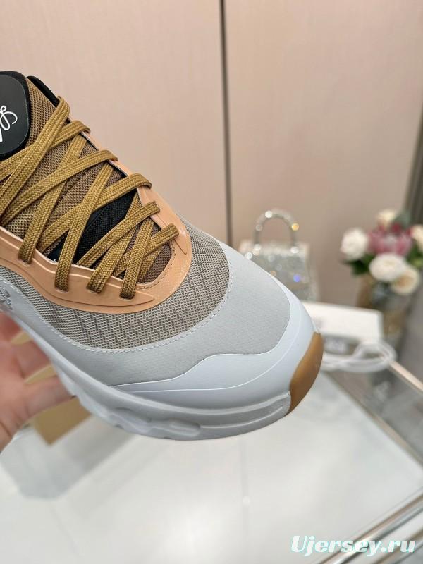 2025 Unisex Loewe White Army Green Orange Blue Black Polyester Mesh Running Shoes Collaboration KFY00300