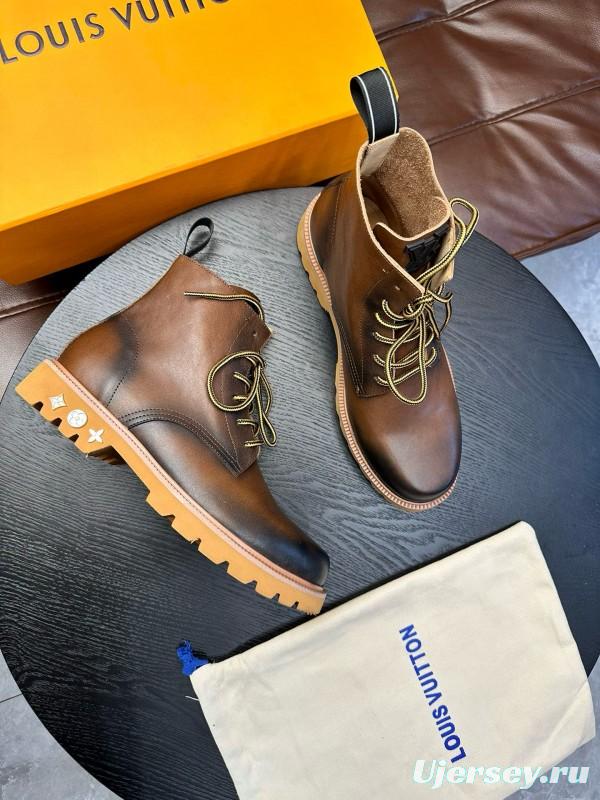 2024 Men Louis Vuitton Brown Calf Leather Boots MJ00440