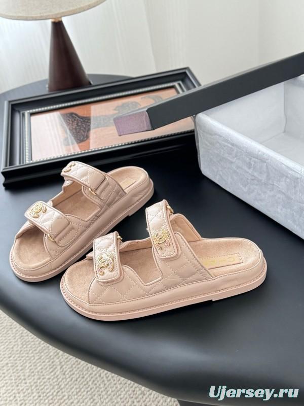 2025 Women Chanel Beige Leather Sandals LY00310