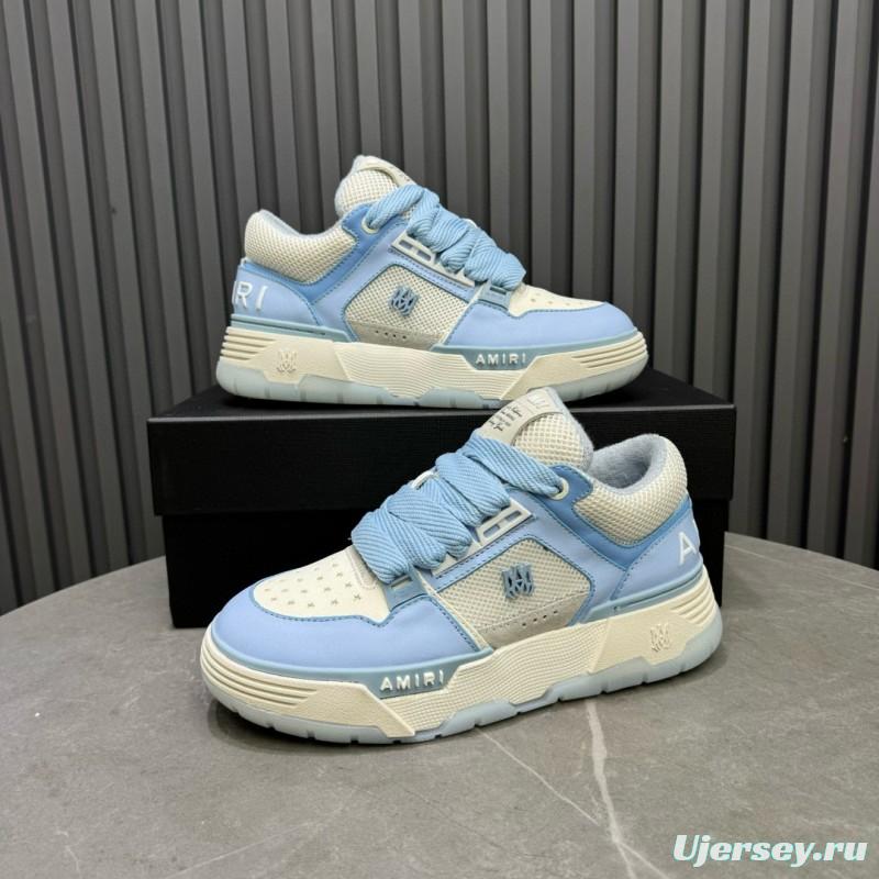 2024 Unisex Amiri Light Blue White Leather Mesh Sneakers MJ00360