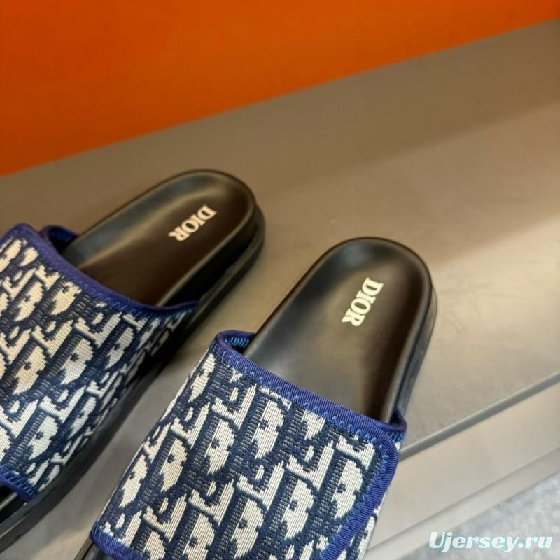 2024 Dior Blue White Fabric Slippers MJ00180