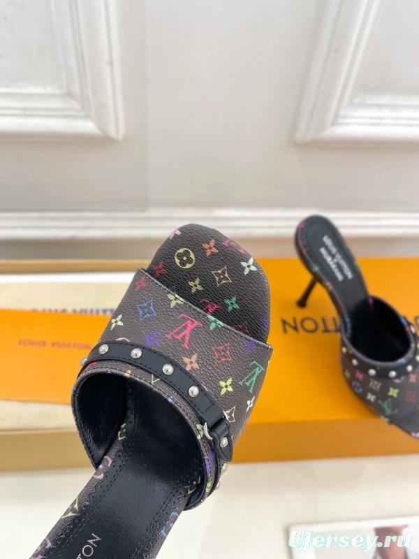 2025 Women Louis Vuitton Multicolor Leather Slippers KFY00290